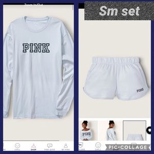 Vs pink varsity shorts campus long sleeve tee blue